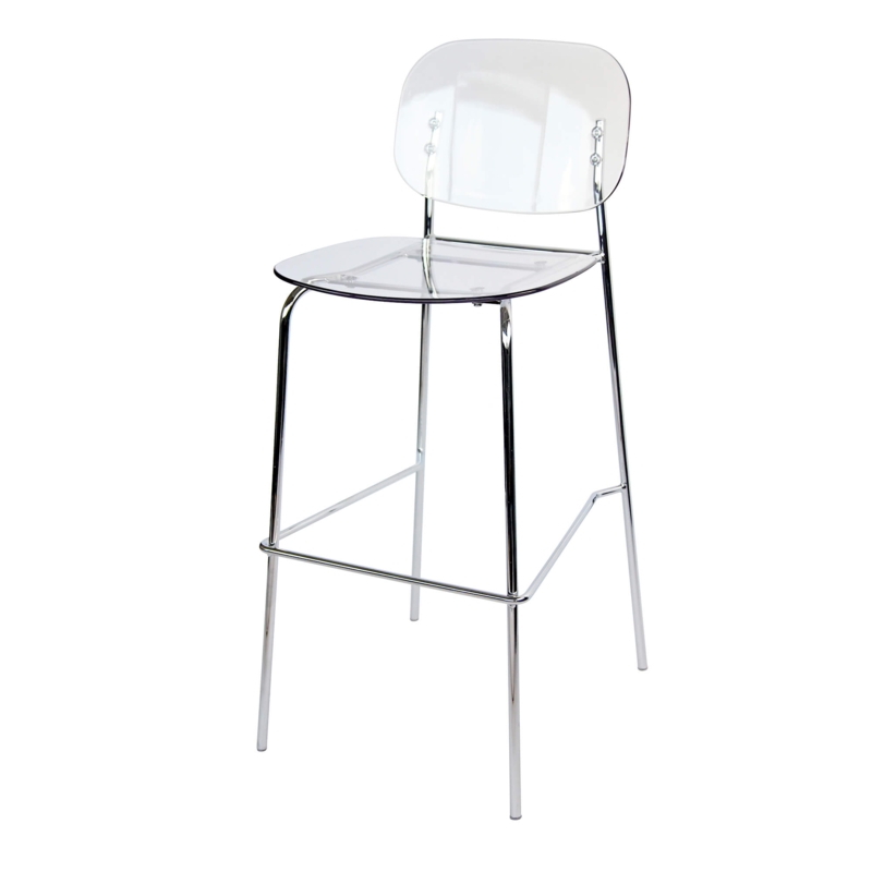 BC028ClearBar - Clear Bar Stool Chrome Metallic Frame | Restaurant Furniture