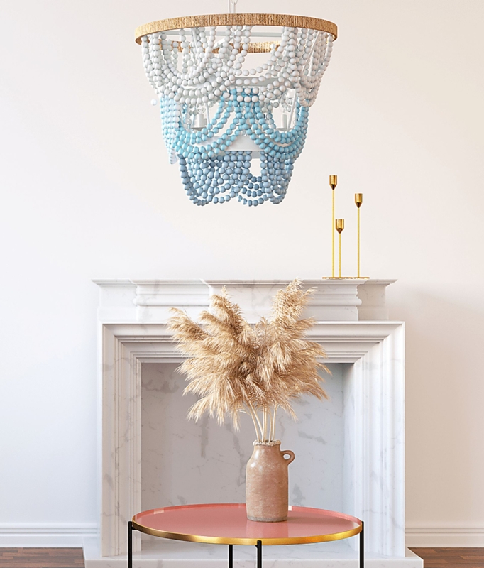 Beaded Chandelier Ombre Bead Strands Scalloped Swags Boho Style
