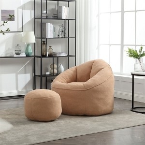 Bean Bag Chair showcasing a rounded silhouette; bouclé bean bag chair set.