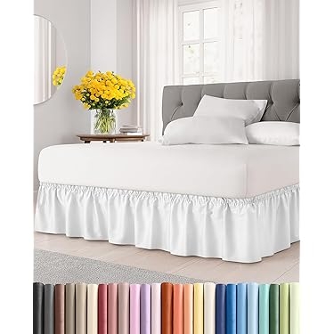 Bed Skirt Crisp White Ruffled Edge Gather Detail