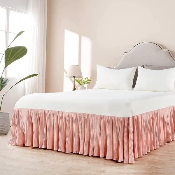 Bed Skirt Dusty Rose Pink with Accordion Pleats