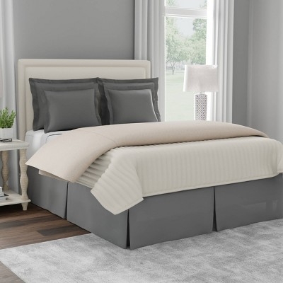 Bed Skirt Slate Grey Tailored Pleats Wrap Around Design
