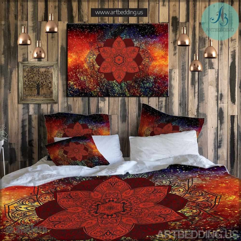 Bedding Set Galaxy Nebula Pattern Mandala Print Celestial Duvet