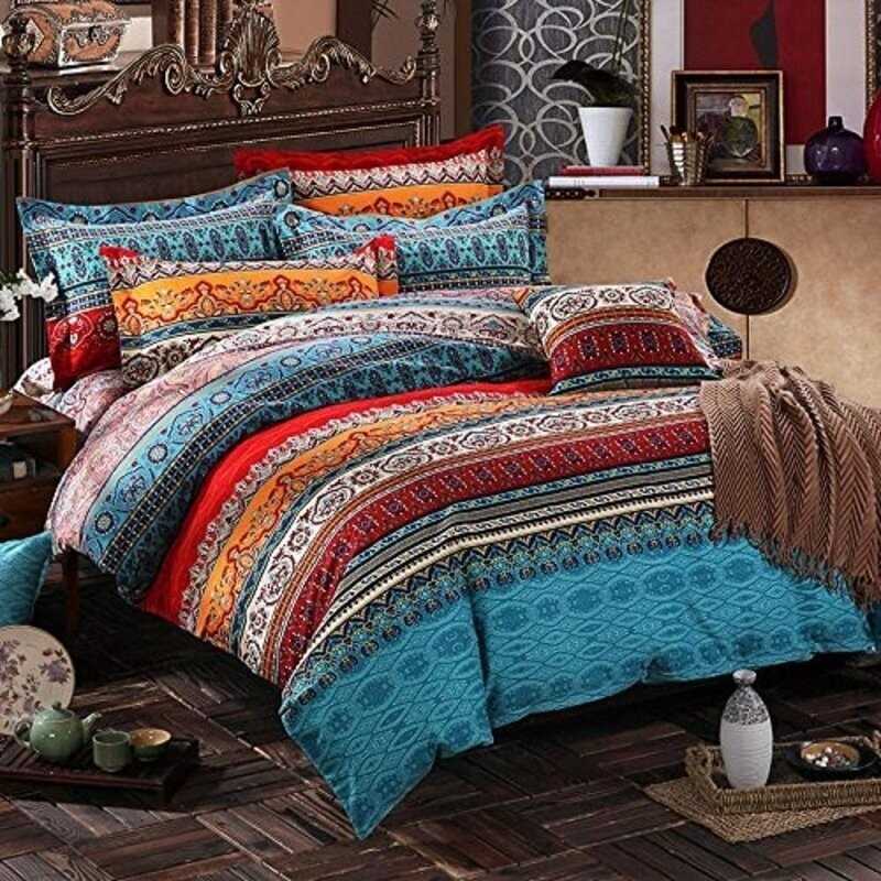 Bedding Set Multicolor Stripes Ethnic Patterned Duvet