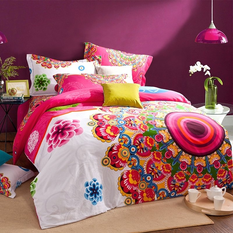 Bedding Set Vibrant Floral Mandala Exotic Tribal Pattern