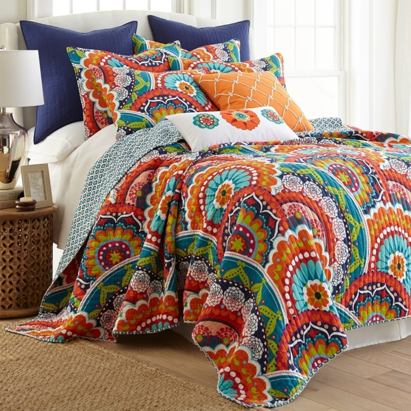 Bedding Set Vibrant Palette Quilted Texture Colorful Mandala Comforter