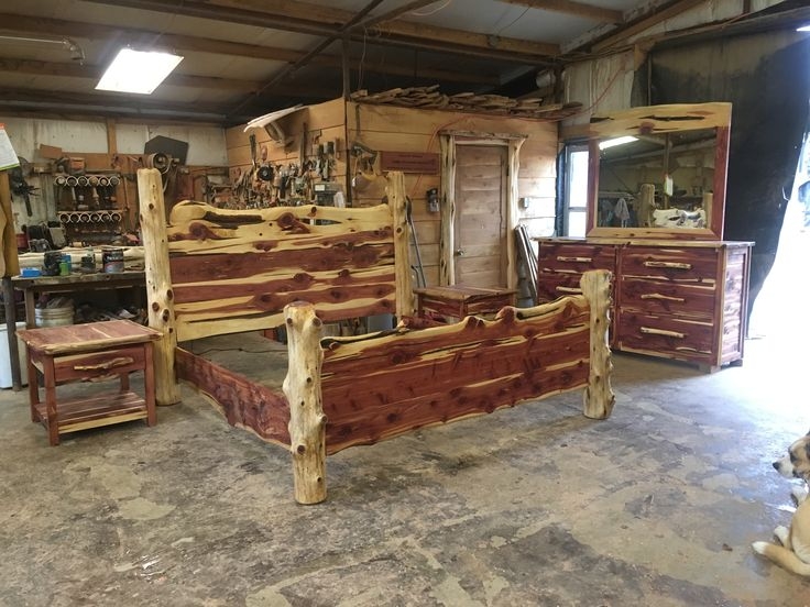 Bedroom Set, Eastern Red Cedar, Live Edge, Branch Pulls, Rustic Cabin