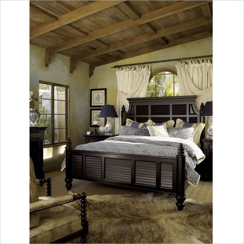 Bedroom Set Louvered Headboard, Bobbin Spindle Chair, British Colonial