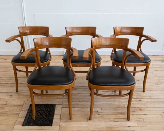 Bentwood Armchair: Matte Black Seats, Wraparound Arms, Thonet Style