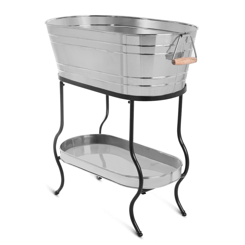 Beverage Tub Stand Ribbed Stainless Steel S-Curved Legs