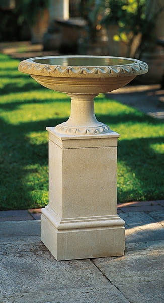 Bird Bath Regency Scalloped Rim on Architectural Stone Pedestal