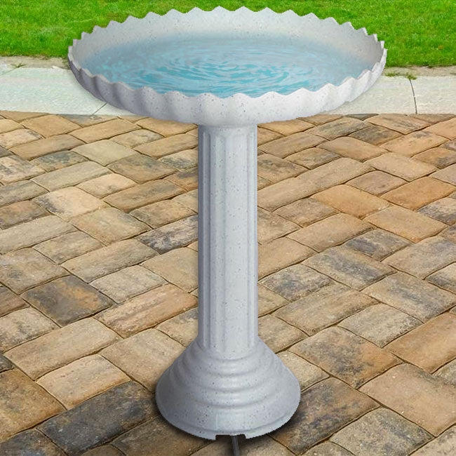 Bird Bath Scalloped Rim Heated Basin with Speckled Finish