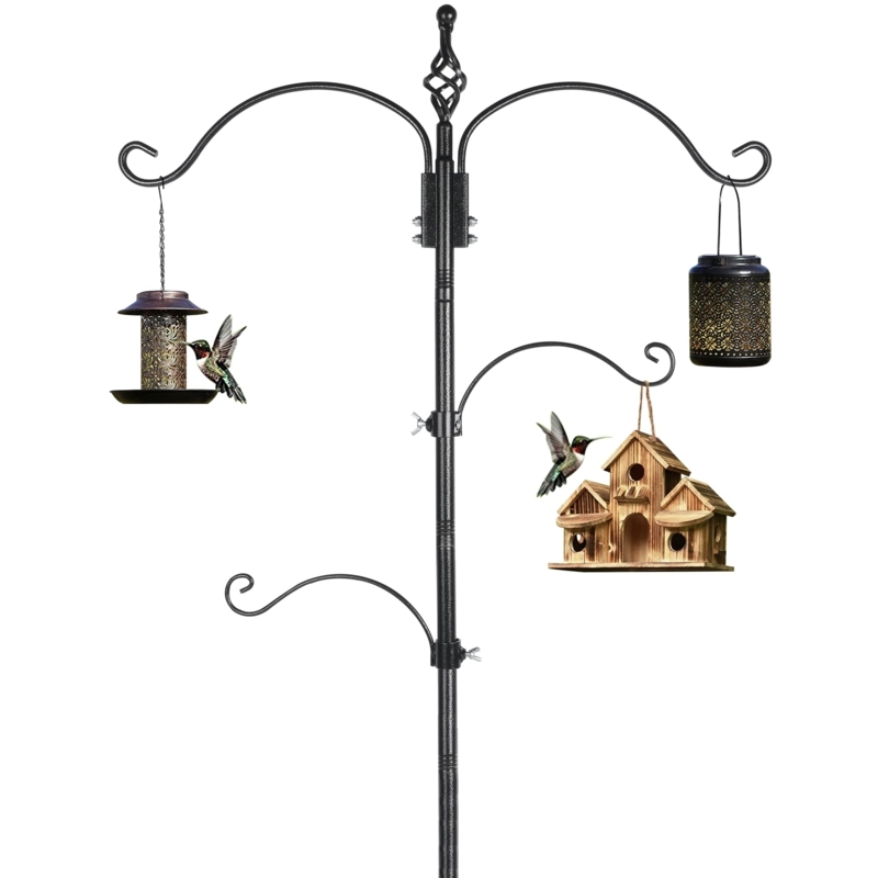 Bird Feeding Station, Adjustable Hooks, Twisted Finial, Shepherd Hooks