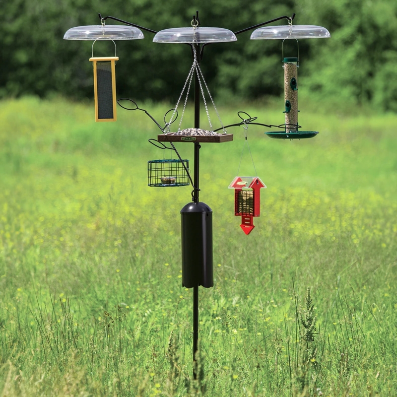 Bird Feeding Station, Tilt Top Baffles, Quick Connect Branches, Black