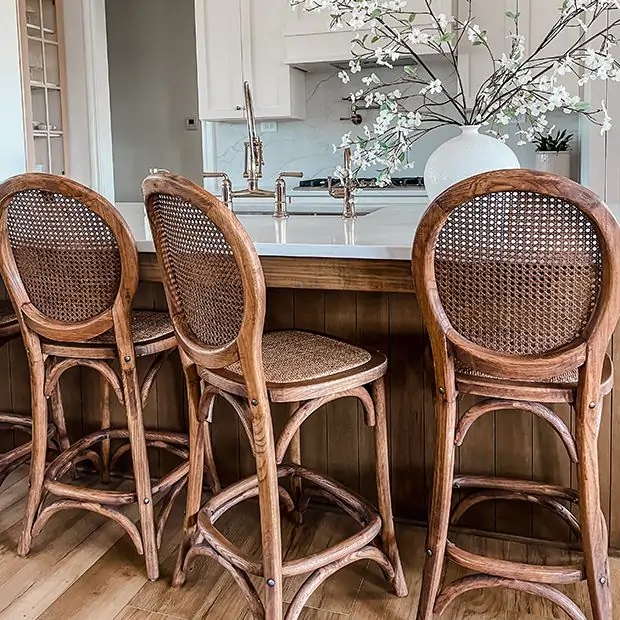 Bistro Style Counter Stool with Woven Seat & Bentwood Frame