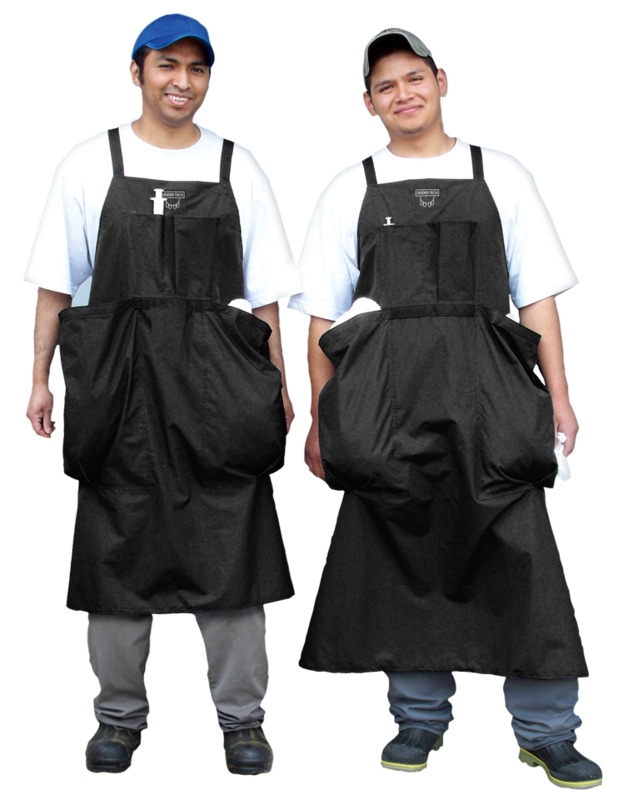 Black Waterproof Bib Apron, Oversized Utility Pockets, Tool Slots