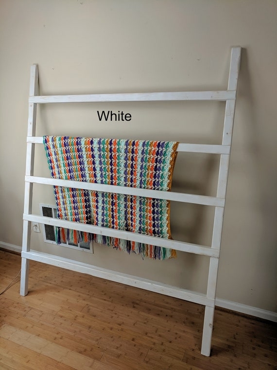 Blanket Ladder Extra Wide Painted White Six Rungs Oversized Farmhouse