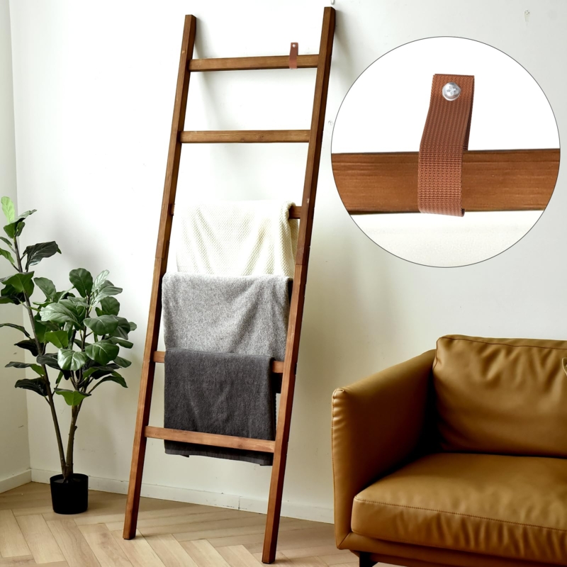 Blanket Ladder Extra Wide Rungs Safety Wall Strap Leaning Design