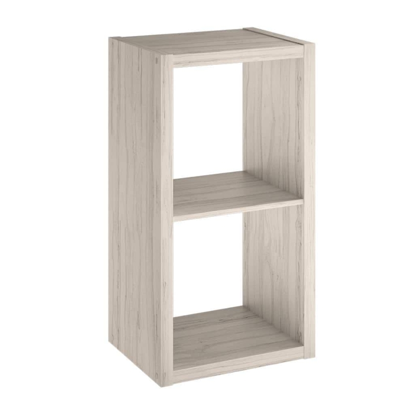 Bleached Walnut Cube Organizer: 2-Cube Vertical Open Back Unit