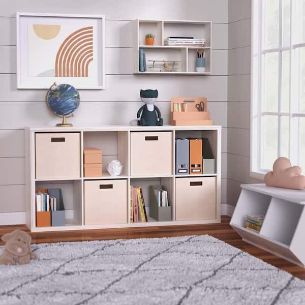 Bleached Walnut Cube Storage Organizer: 8-Cube Horizontal Unit