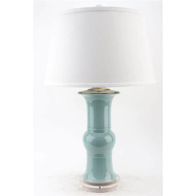 Blue Celadon Elegant Porcelain Vase Table Lamp  The Well Appointed House