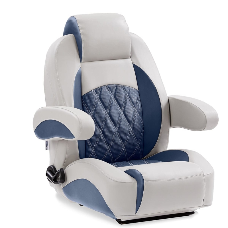 Boat Captain Chair: Reclining Mechanism with Diamond Quilted Navy Blue