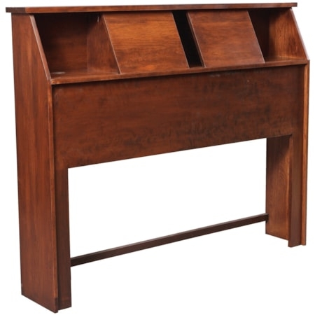 Bookcase Headboard Walnut Brown Floor Standing Crossbar Support Mission