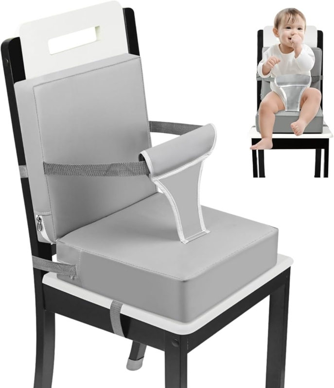 Booster Seat with Two Piece Design, Backrest Cushion, Adjustable Harness.