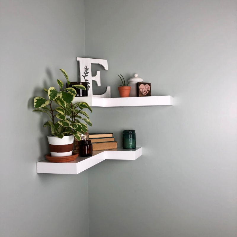 Bracketless Corner Shelf: Matte White L-Shaped Thick Profile Set