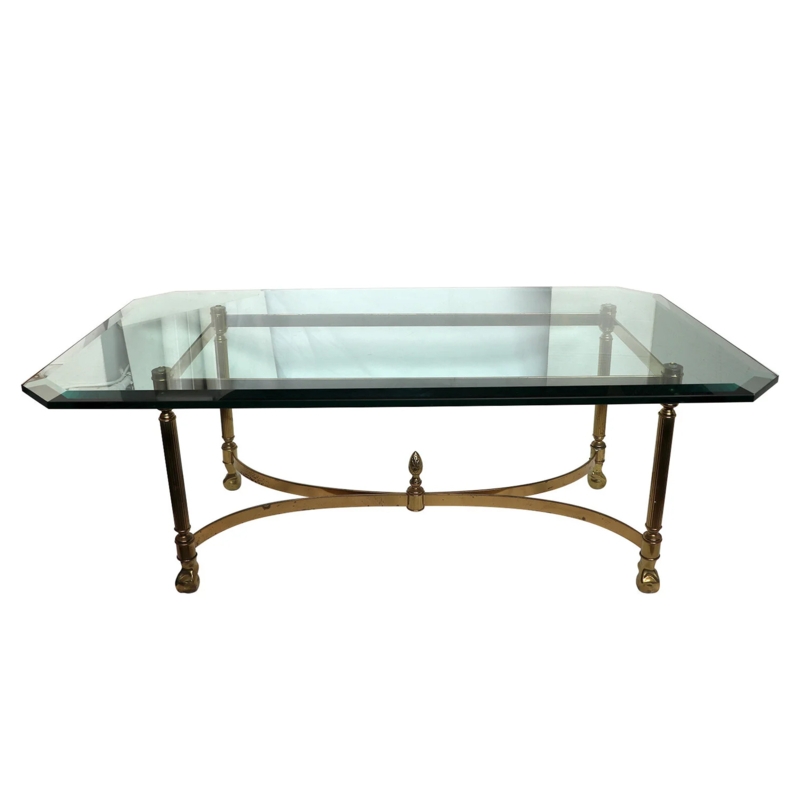 Brass Coffee Table with a Glass Top  Jonathan Rachman Design