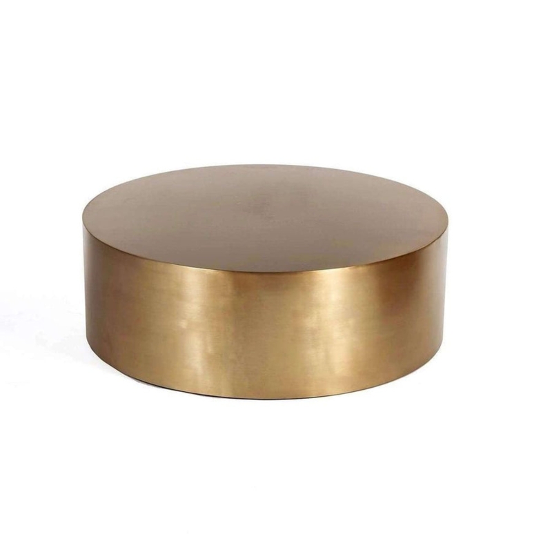 Brushed Gold Cylinder Table Round Drum Seamless Look