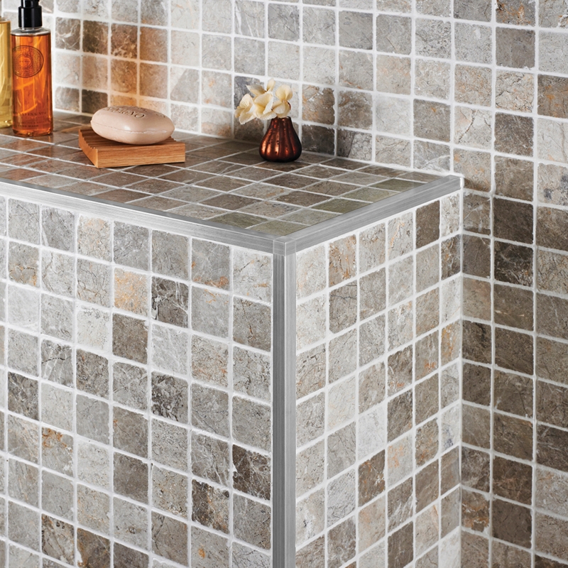 Brushed Silver Metal Edge Trim Finishing Stone Mosaic Tiles
