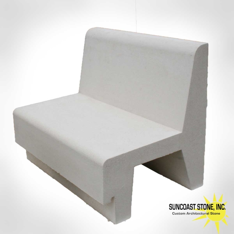 Brutalist Concrete Bench Monolithic Form Bullnose Backrest Off-White