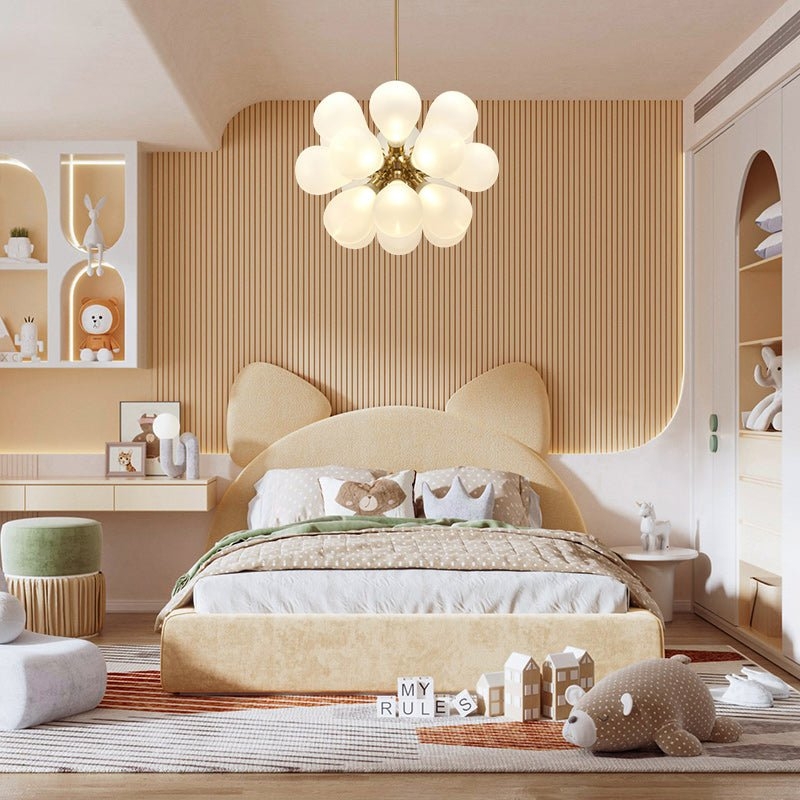 Bubble Chandelier Globe Cluster Frosted Glass Brass Hardware