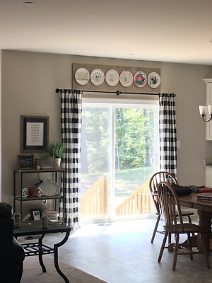 Buffalo Check Curtains Rustic Farmhouse Black and Creamy White Panels