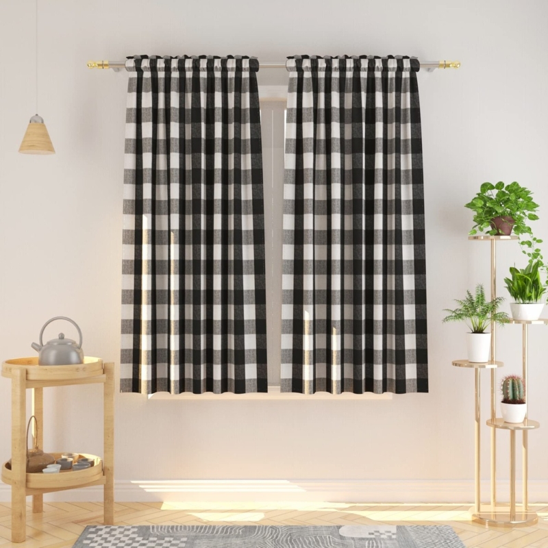 Buffalo Check Curtains Short Length Rod Pocket Kitchen Farmhouse