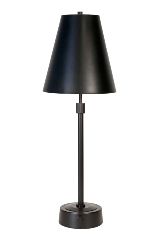 Buffet Lamp: Matte Black Mini Cordless Battery Operated Metal Tapered