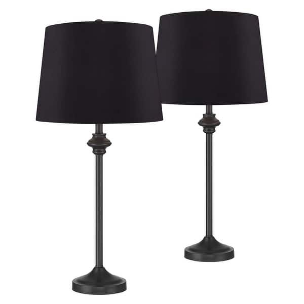 Buffet Lamp Set: Slim Dark Bronze Finish Decorative Turned Neck Detail