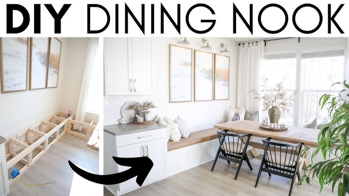 Built-In Banquette with Brass Sconces and Triptych Wall Art