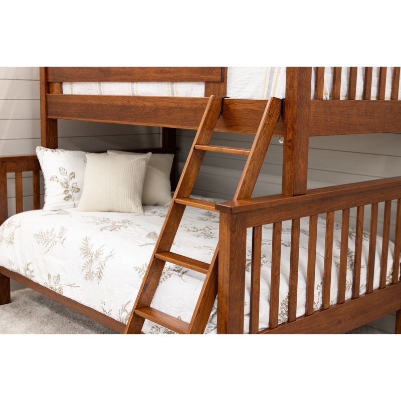 Bunk Bed Cherry Wood Mission Style Angled Ladder Twin Over Full