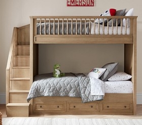 Bunk Bed Light Oak Spindle Railing Staircase Storage