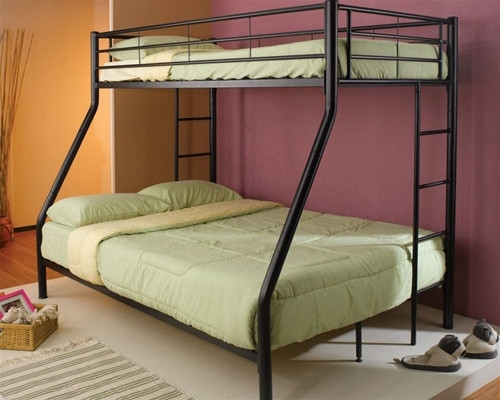Bunk Bed Matte Black Metal Angled Supports Twin Over Full