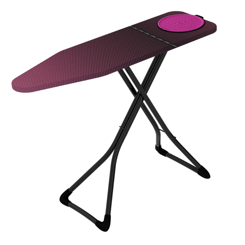 Burgundy Polka Dot Ironing Board with Unique Circular Pink Iron Rest