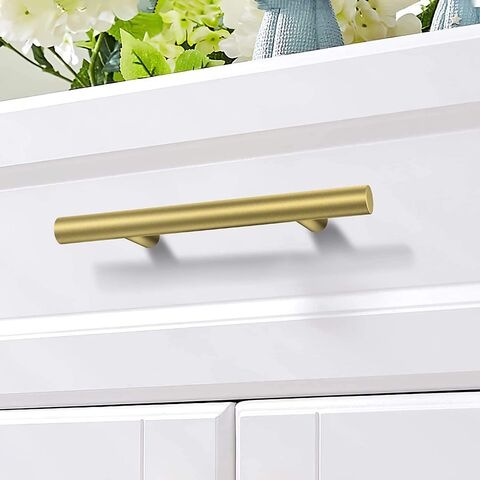 Cabinet Pull Brushed Gold T Bar Cylindrical Rod Furniture