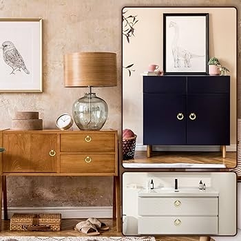 Cabinet Pull Gold Ring Handle Round Backplate Decorative