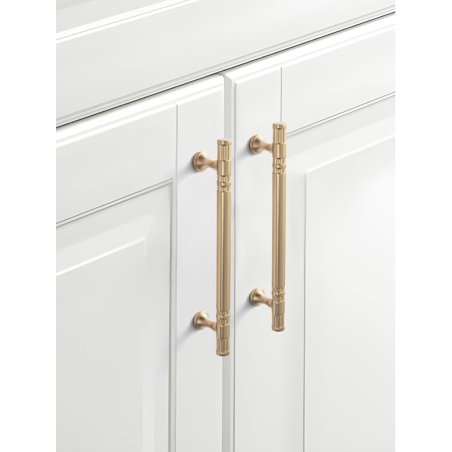 Cabinet Pulls: Champagne Gold Fluted Texture T-Bar Design Transitional