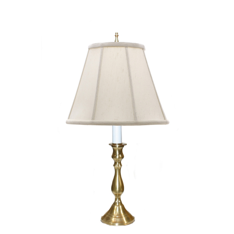 Candlestick Table Lamp: Antique Brass with Cream Empire Shade
