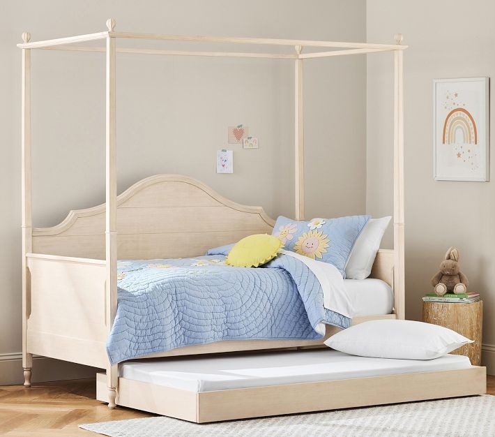Canopy Daybed Biscotti Camelback Headboard with Trundle, Transitional Frame