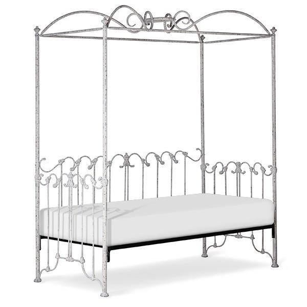 Canopy Daybed Iron Double Arch Scrollwork Distressed Finish, French Country