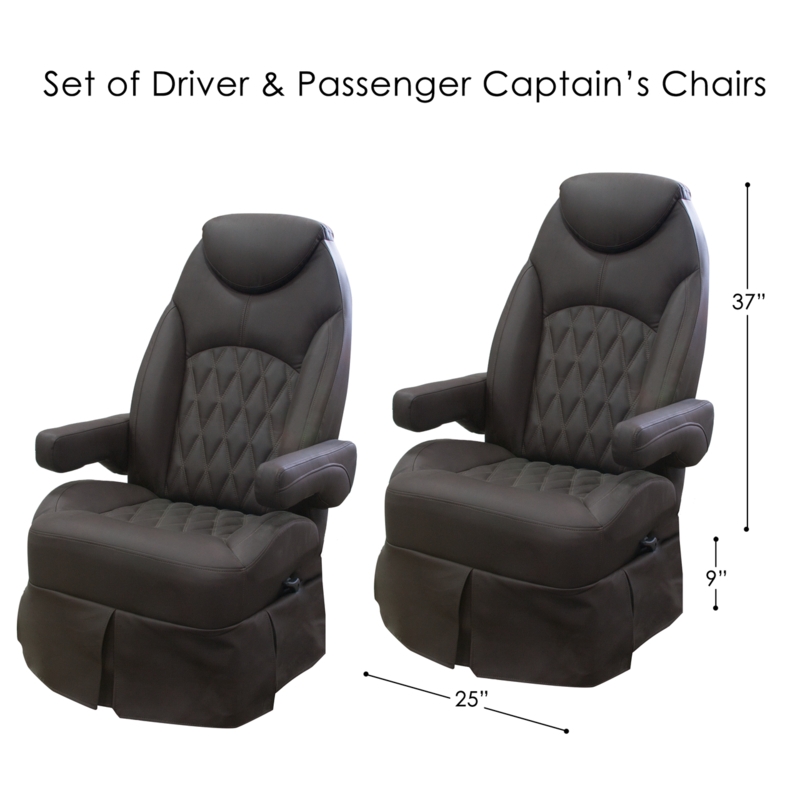 Captain's Chair: Espresso Brown Diamond Quilted Upholstery with Base Skirt